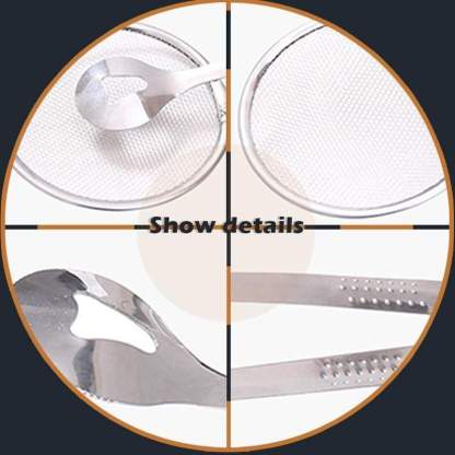 🔥Last Day Buy 1 Get 1 Free🔥 2-in-1 Stainless Steel Strainer Clamp — Fine Mesh Filter & Tong, Oil Drain
