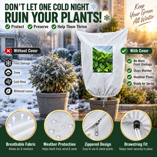 🔥Last Day 69% off🔥Plant Frost Protection Cover – Breathable Reusable Cover for Shrubs, Pots & Young Trees