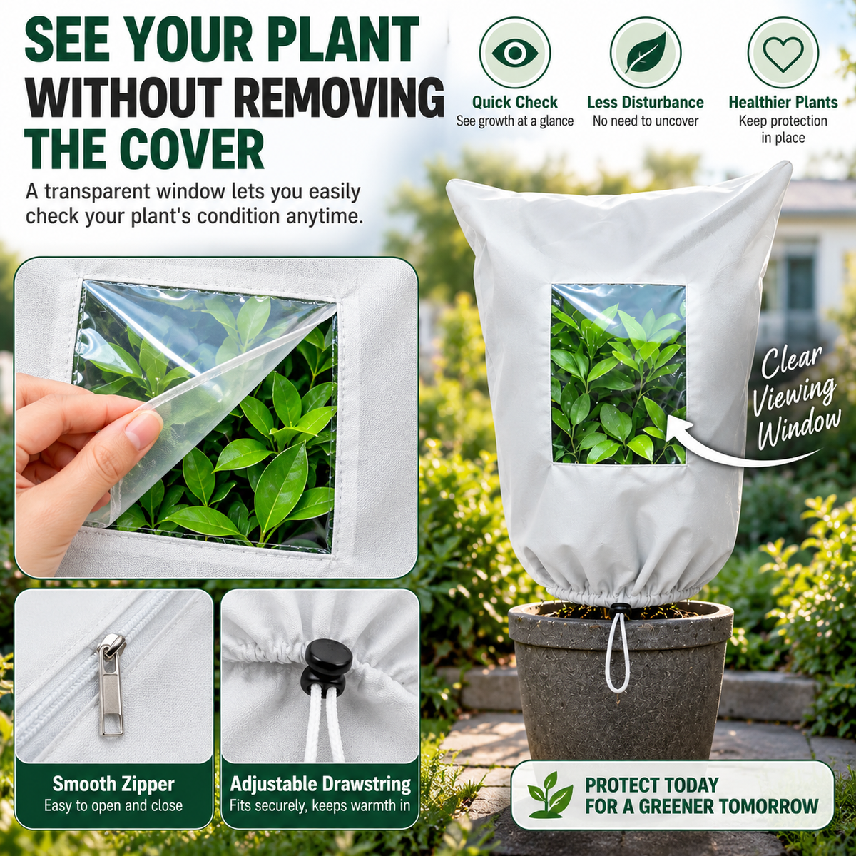 🔥Last Day 69% off🔥Plant Frost Protection Cover – Breathable Reusable Cover for Shrubs, Pots & Young Trees
