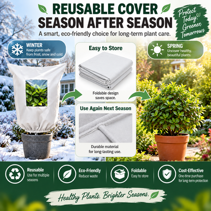 🔥Last Day 69% off🔥Plant Frost Protection Cover – Breathable Reusable Cover for Shrubs, Pots & Young Trees
