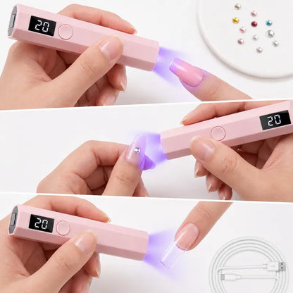 Mini UV Nail Light for Gel Polish – Portable Handheld UV Lamp Fast Drying with 20s/60s Timer, USB-C Rechargeable Nail Dryer for DIY Nails & Salon Use