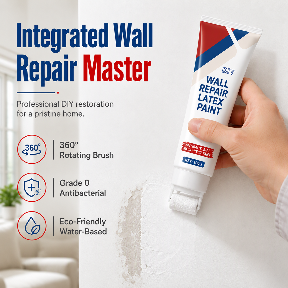 🔥Last Day Buy 1 Get 1 Free🔥Waterproof Wall Repair Paste with Integrated Small Roller Brush