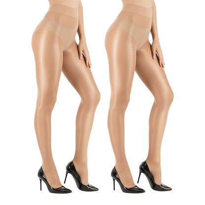 🏆 BUY 1 GET 1 FREE! 🔥 Transparent High-Waisted Shiny Sheer Tights for Women - Sheer & Comfortable 👑✨