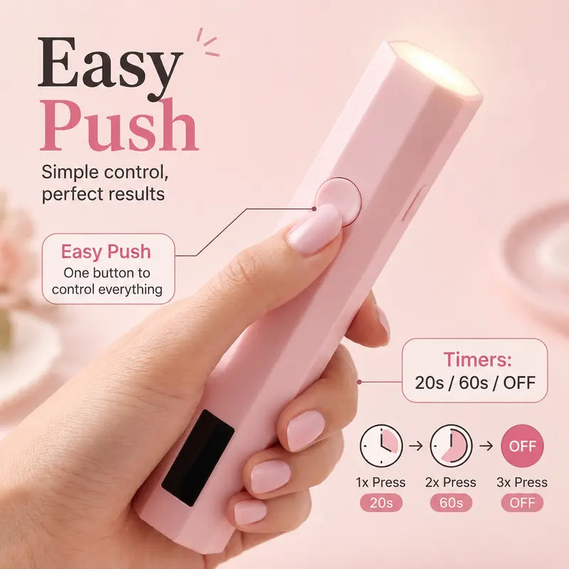 Mini UV Nail Light for Gel Polish – Portable Handheld UV Lamp Fast Drying with 20s/60s Timer, USB-C Rechargeable Nail Dryer for DIY Nails & Salon Use