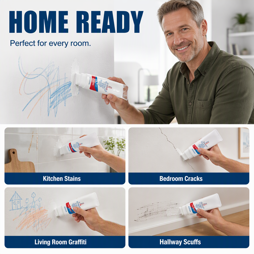 🔥Last Day Buy 1 Get 1 Free🔥Waterproof Wall Repair Paste with Integrated Small Roller Brush