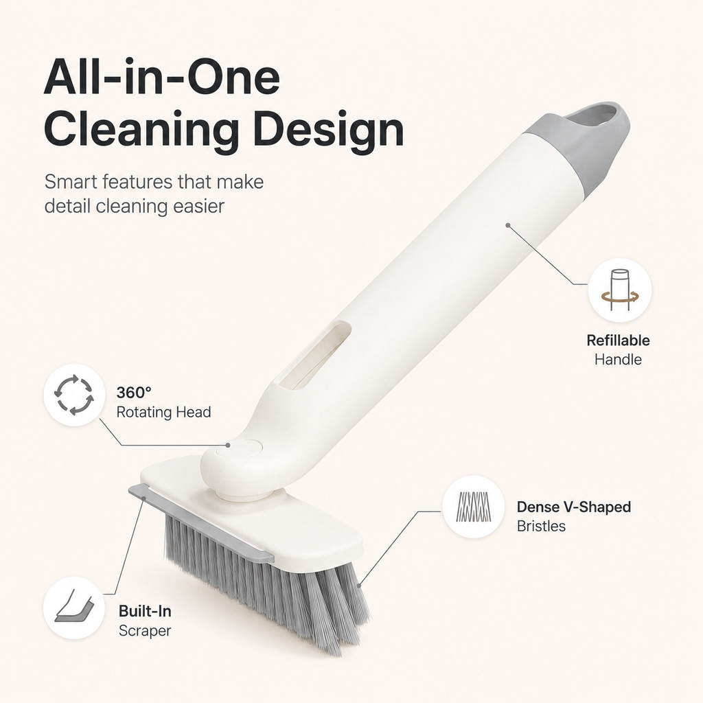 Multifunctional Refillable Crevice Cleaning Brush