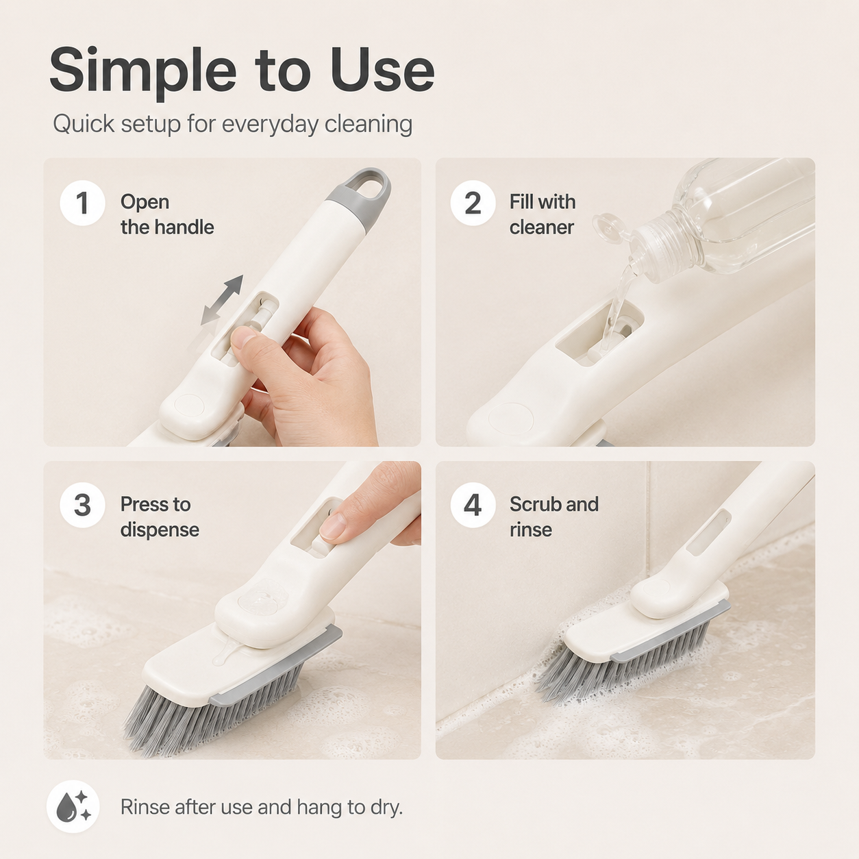 Multifunctional Refillable Crevice Cleaning Brush