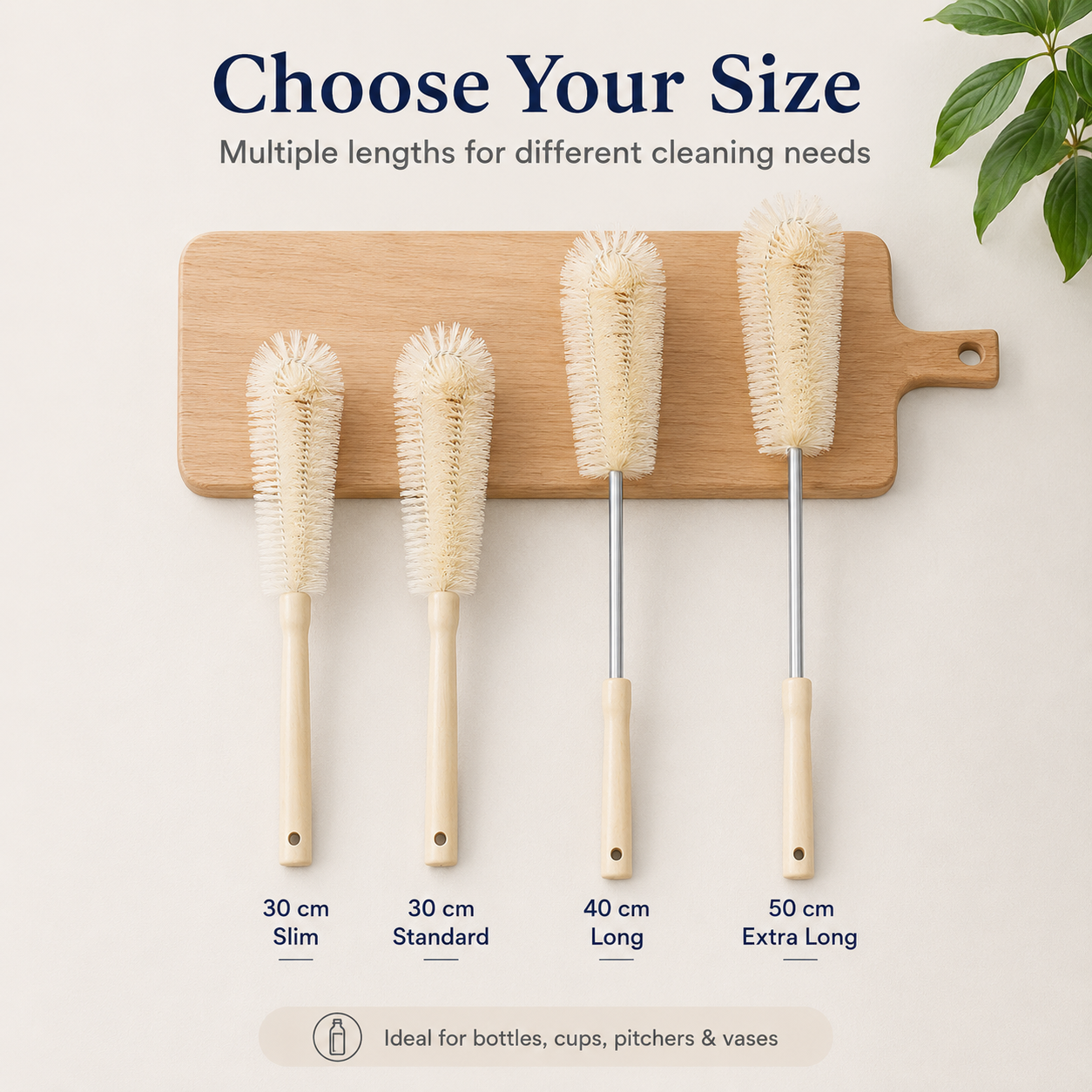 Long-Handle Wooden Bottle & Cup Cleaning Brush