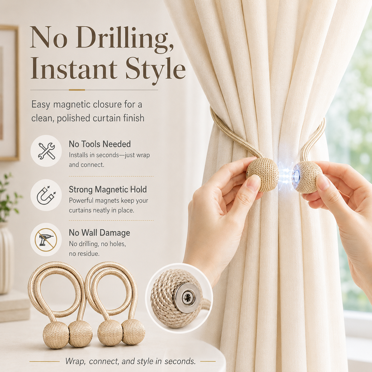 Magnetic Curtain Tiebacks
