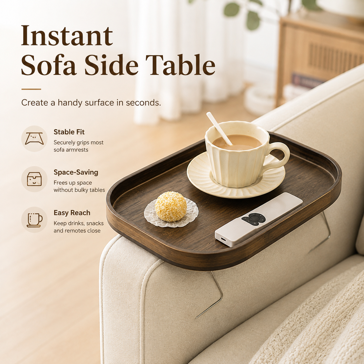 Bamboo Sofa Arm Tray Table