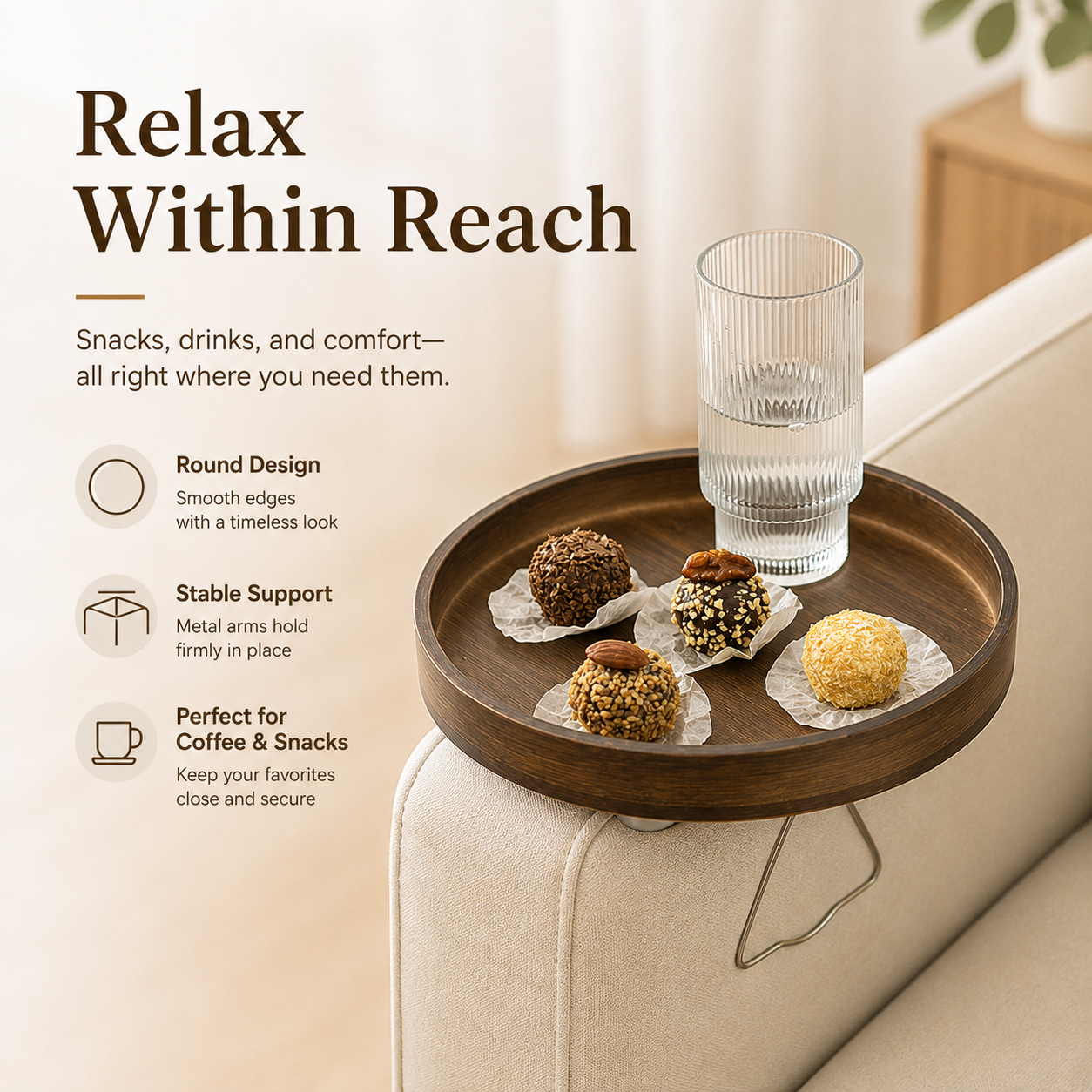 Bamboo Sofa Arm Tray Table