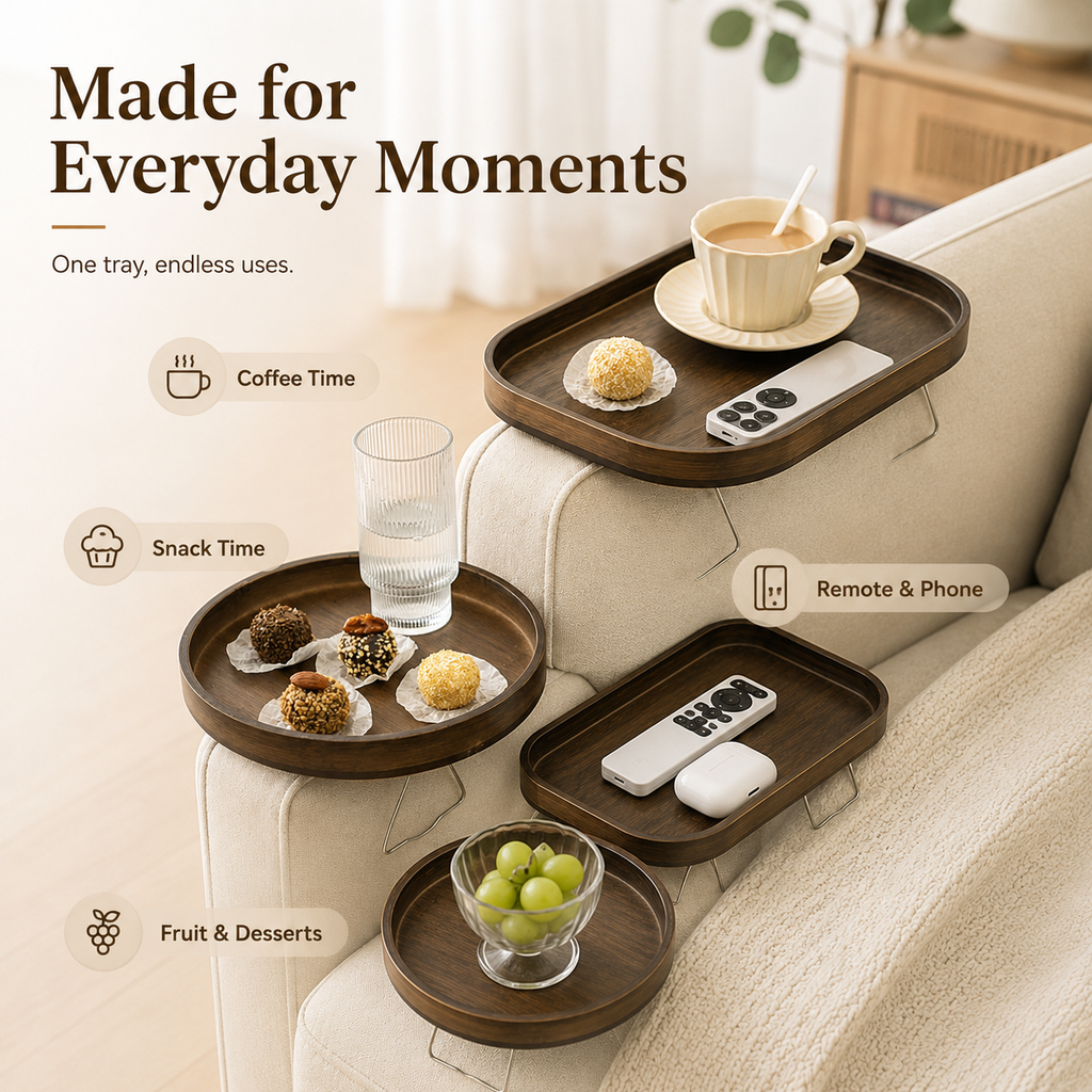 Bamboo Sofa Arm Tray Table