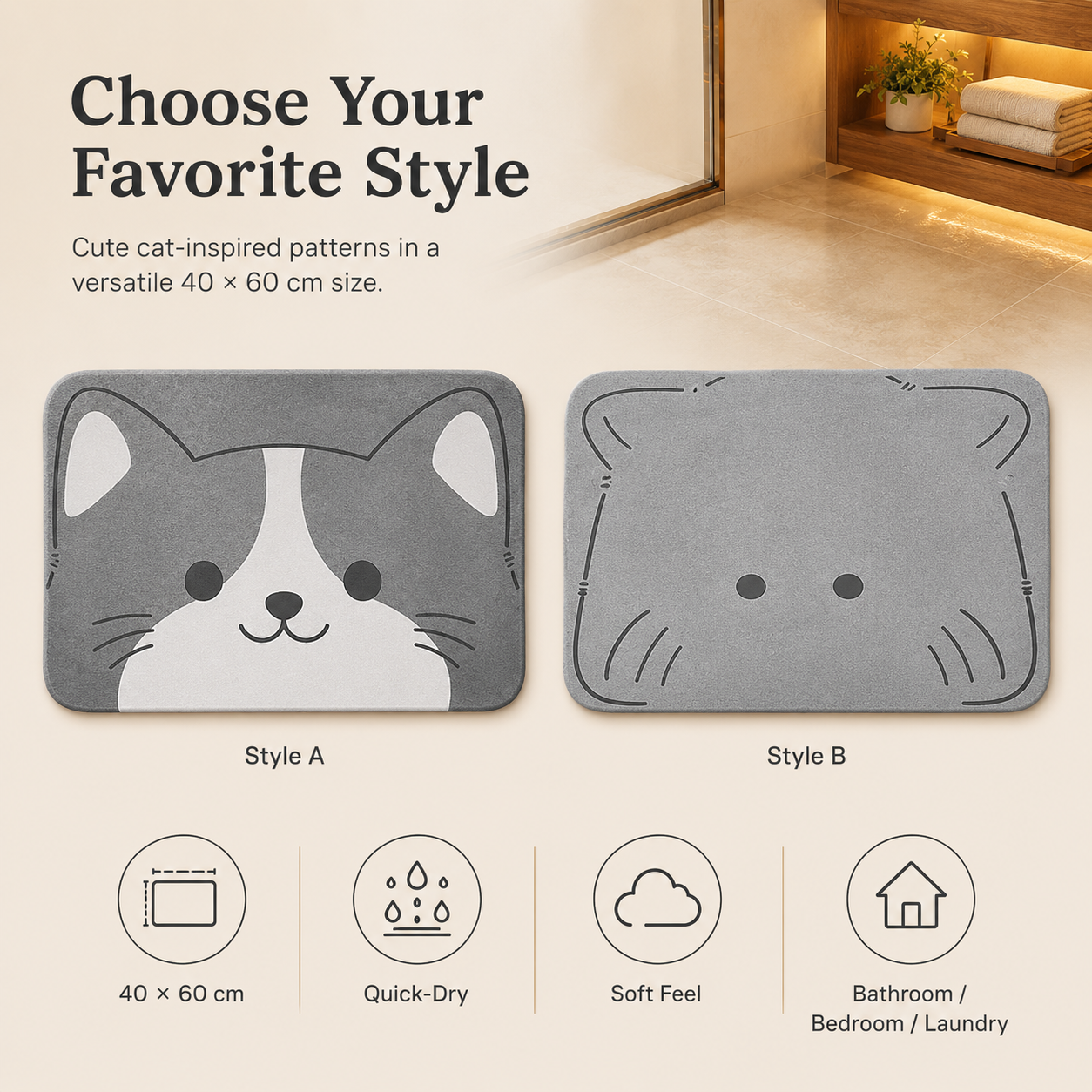 Quick-Dry Soft Diatomaceous Bath Mat