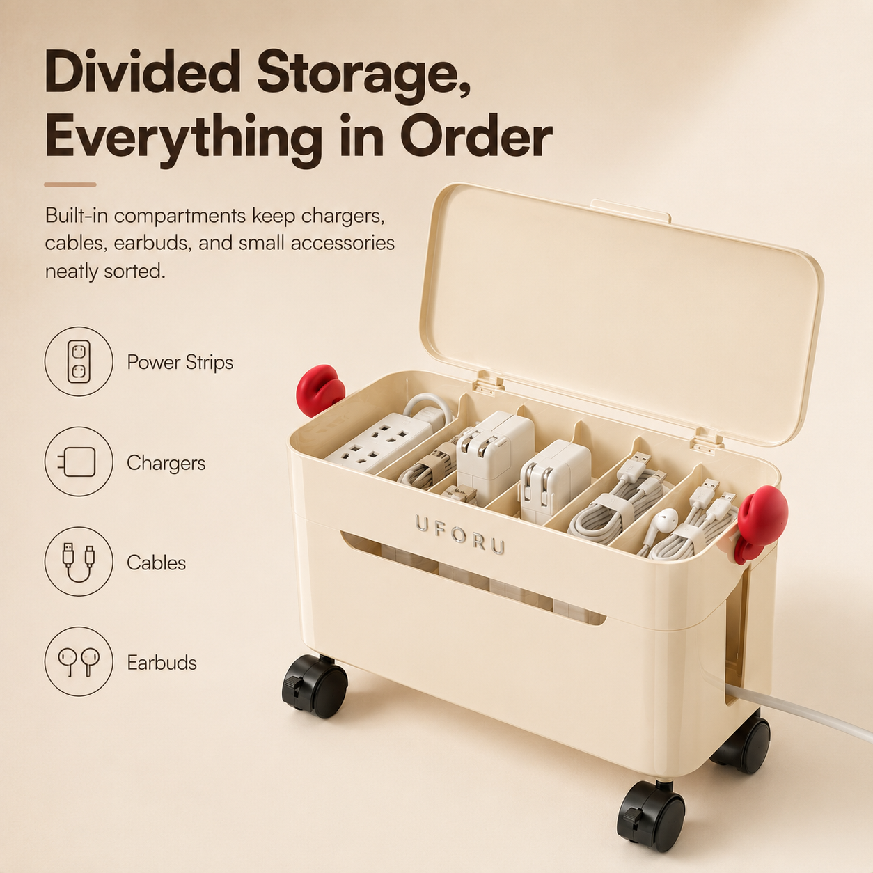 Power Strip &amp; Cable Management Storage Box