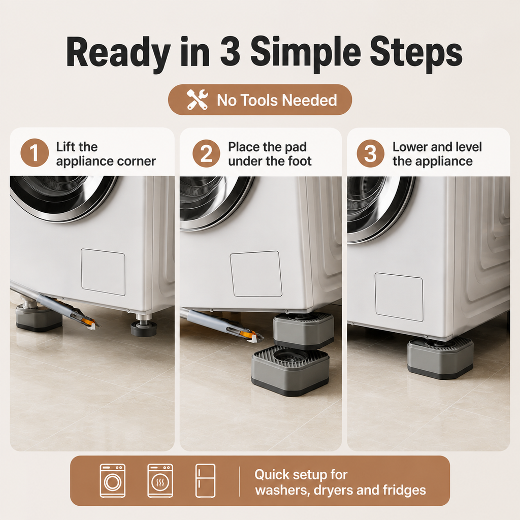 Adjustable Washing Machine &amp; Appliance Riser Pads