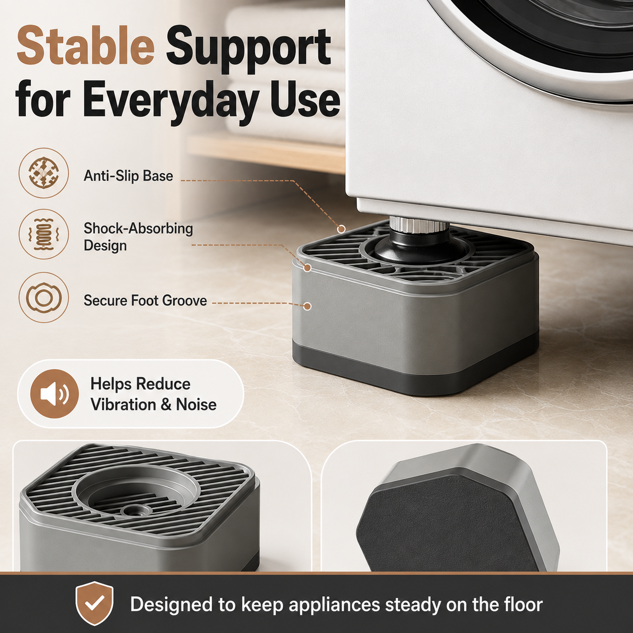 Adjustable Washing Machine &amp; Appliance Riser Pads