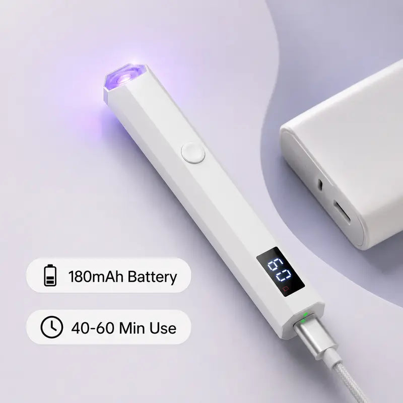 Mini UV Nail Light for Gel Polish – Portable Handheld UV Lamp Fast Drying with 20s/60s Timer, USB-C Rechargeable Nail Dryer for DIY Nails & Salon Use