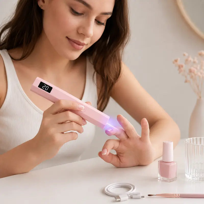 Mini UV Nail Light for Gel Polish – Portable Handheld UV Lamp Fast Drying with 20s/60s Timer, USB-C Rechargeable Nail Dryer for DIY Nails & Salon Use