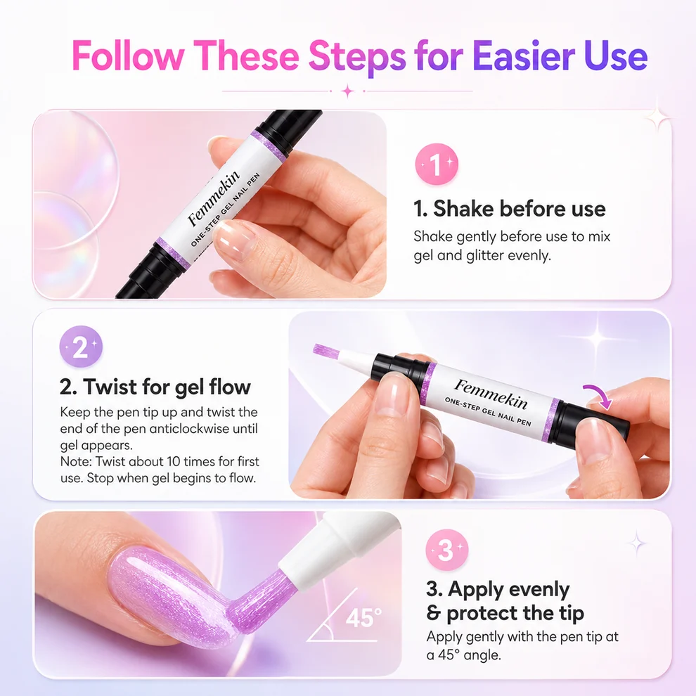 One-Step Nail Gel Pen application