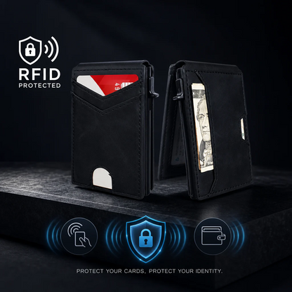 🔥Last Day! 50% OFF 💼🔒Premium Aluminum RFID Blocking Minimalist Wallet for Men — Pop-Up Card Access, Money Clip & ID Window