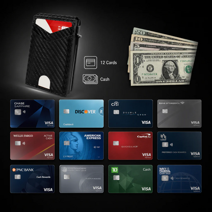 🔥Last Day! 50% OFF 💼🔒Premium Aluminum RFID Blocking Minimalist Wallet for Men — Pop-Up Card Access, Money Clip & ID Window
