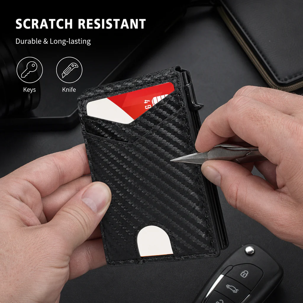 🔥Last Day! 50% OFF 💼🔒Premium Aluminum RFID Blocking Minimalist Wallet for Men — Pop-Up Card Access, Money Clip & ID Window