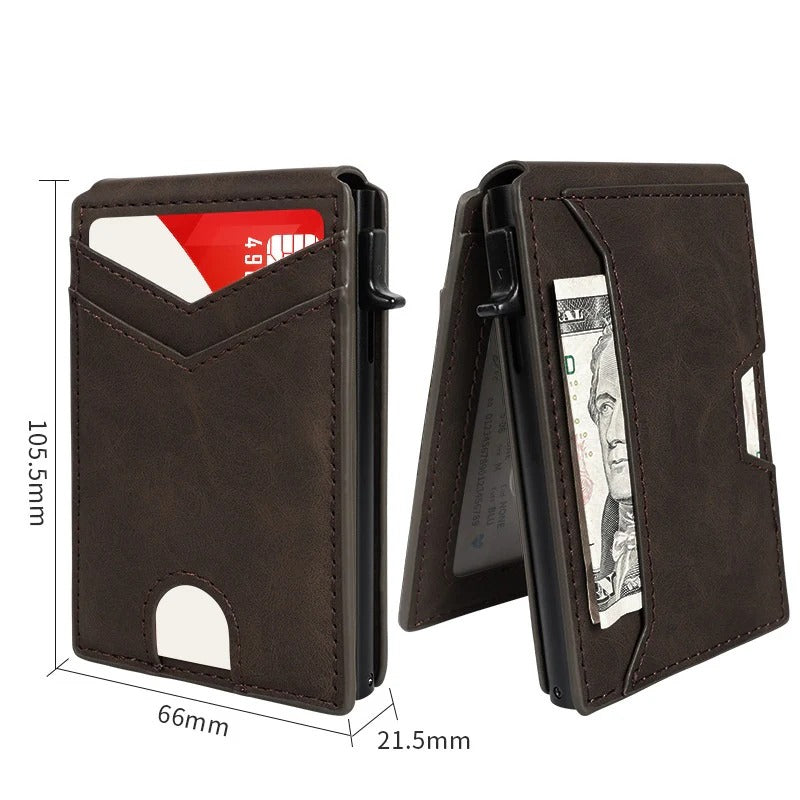 🔥Last Day! 50% OFF 💼🔒Premium Aluminum RFID Blocking Minimalist Wallet for Men — Pop-Up Card Access, Money Clip & ID Window