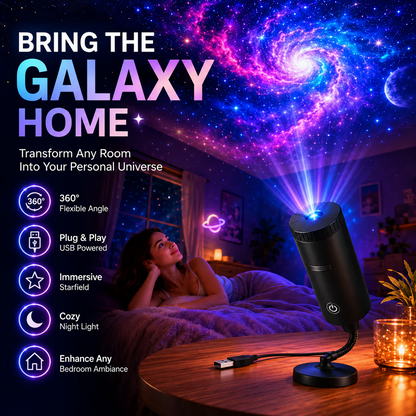 Plug-&-Play HD Star Projector – Galaxy, Butterfly & Ocean Scenes
