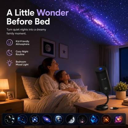 Plug-&-Play HD Star Projector – Galaxy, Butterfly & Ocean Scenes