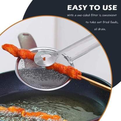🔥Last Day Buy 1 Get 1 Free🔥 2-in-1 Stainless Steel Strainer Clamp — Fine Mesh Filter & Tong, Oil Drain
