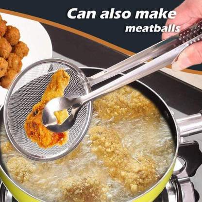 🔥Last Day Buy 1 Get 1 Free🔥 2-in-1 Stainless Steel Strainer Clamp — Fine Mesh Filter & Tong, Oil Drain