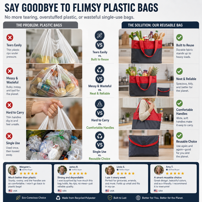 🔥LAST DAY BUY 1 GET 1 FREE EACH $9.99🔥Eco-Friendly Foldable Large Capacity Shopping Bag