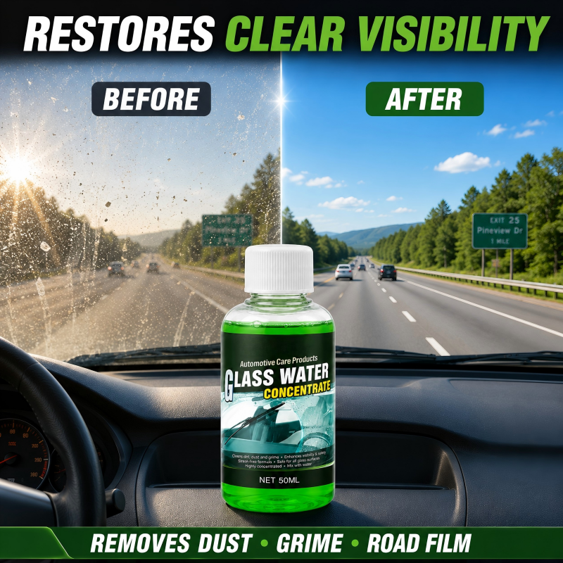 🔥Last Day Buy 1 Get 1 Free🔥Glass Concentrate – 10ml makes 1L, cuts bugs & grime, streak-free. 1 bottle = 50L. 🚗💪