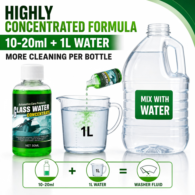 🔥Last Day Buy 1 Get 1 Free🔥Glass Concentrate – 10ml makes 1L, cuts bugs & grime, streak-free. 1 bottle = 50L. 🚗💪