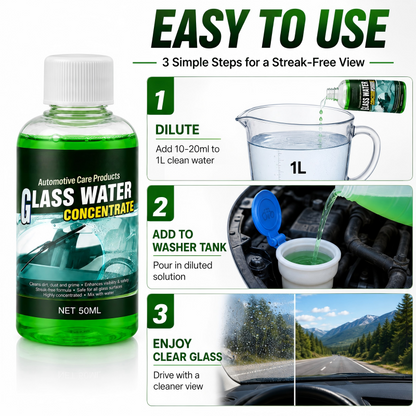 🔥Last Day Buy 1 Get 1 Free🔥Glass Concentrate – 10ml makes 1L, cuts bugs & grime, streak-free. 1 bottle = 50L. 🚗💪
