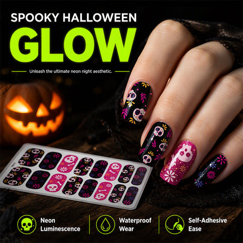 🔥LAST DAY BOGO SALE - Each $3.99🎃 Spooky Glow Halloween Nail Wraps – Salon-Look Nails in Minutes