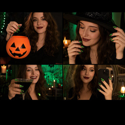 🔥LAST DAY BOGO SALE - Each $3.99🎃 Spooky Glow Halloween Nail Wraps – Salon-Look Nails in Minutes