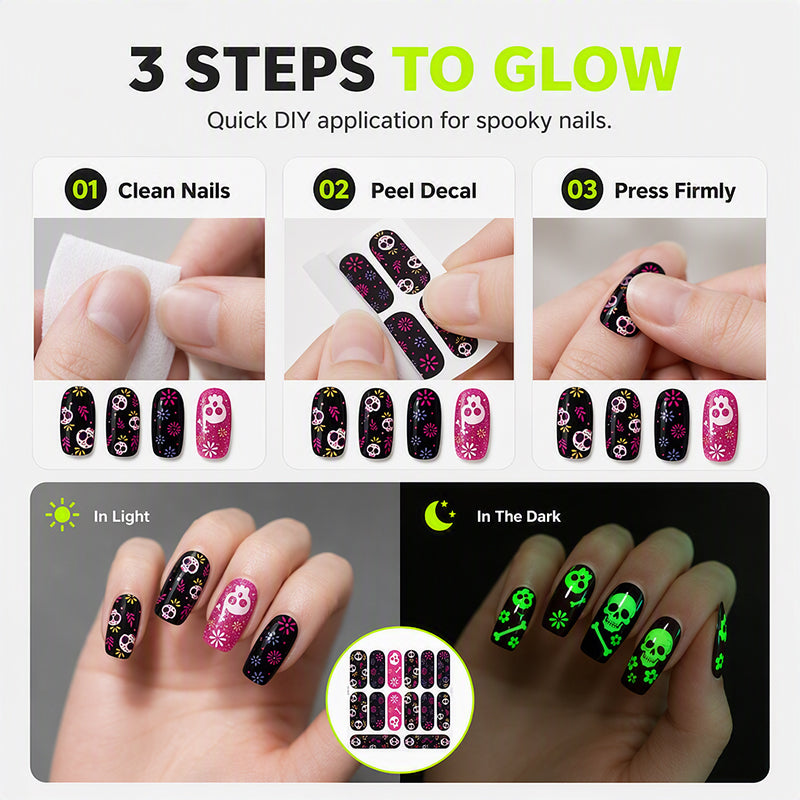 🔥LAST DAY BOGO SALE - Each $3.99🎃 Spooky Glow Halloween Nail Wraps – Salon-Look Nails in Minutes
