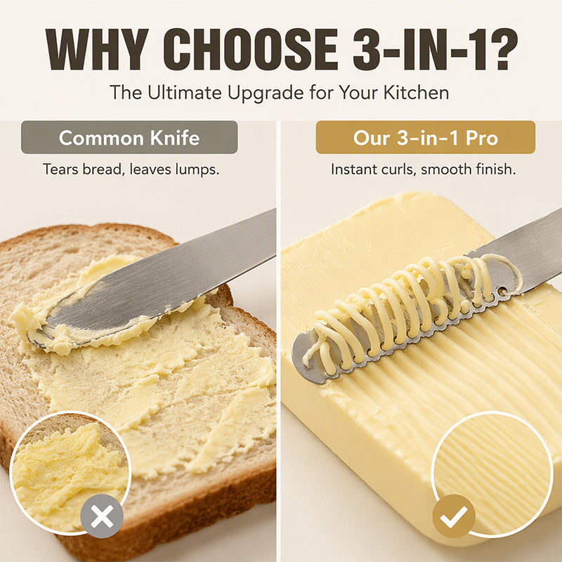 🔥Last Day Buy 1 Get 1 Free🔥Professional 304 Stainless Steel 3-in-1 Butter Knife and Spreader
